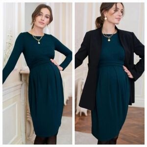 NEW SERAPHINE MATERNITY & NURSING LONG SLEEVE DRESS EMERALD SIZE 12